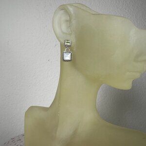 NEW Sterling Silver, Genuine Peridot and White Shell Earrings